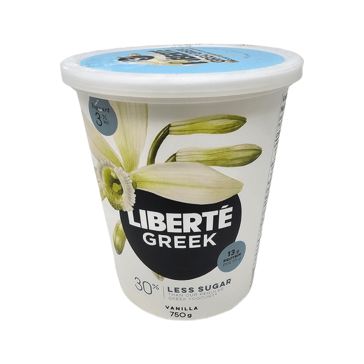 liberte greek less sugar vanilla 3% 750g
