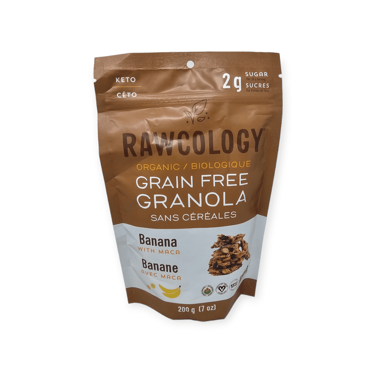 rawcology organic grain free granola banana with maca 200g