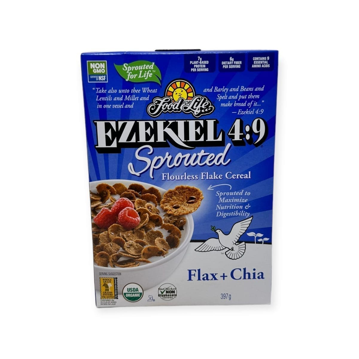 Ezekiel 4:9 Sprouted Flourless Flake Cereal Flax + Chia (397g)