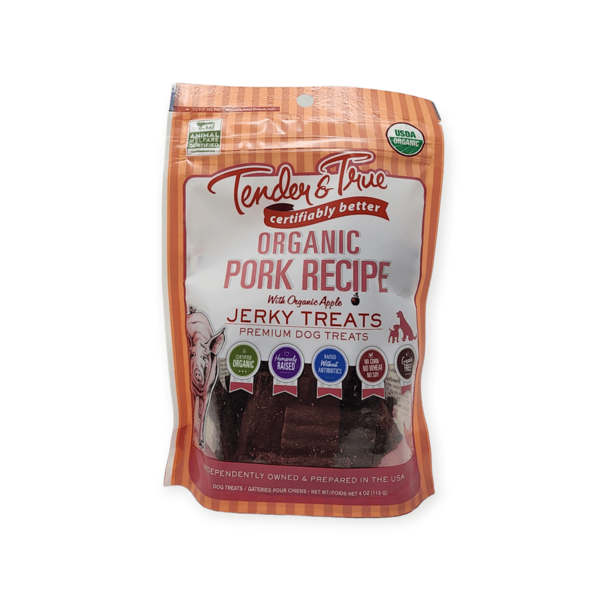 Tender & True Organic Pork Recipe Jerky Dog Treats (113g)